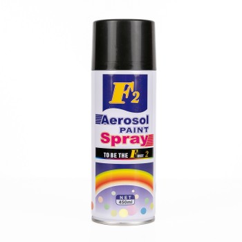 Spray vopsea aerosol F2, negru lucios, 450ml, pentru metal, lemn si plastic Spray vopsea aerosol F2, negru lucios, 450ml, pentru metal, lemn si plastic