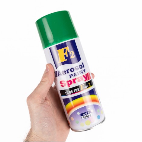 Spray vopsea aerosol F2, verde, 450ml, pentru metal, lemn si plastic Spray vopsea aerosol F2, verde, 450ml, pentru metal, lemn si plastic