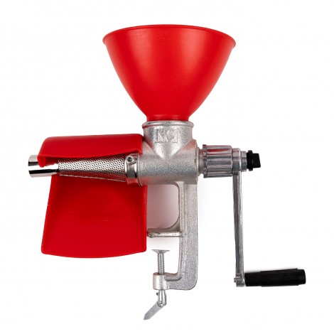 Storcator manual de rosii XXL, cu sita inox, corp aluminiu, cuva colectoare