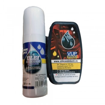 Ulei siliconic auto, tip VUP parfumat cu pulverizator si burete, 100ml Ulei siliconic auto, tip VUP parfumat cu pulverizator si burete, 100ml
