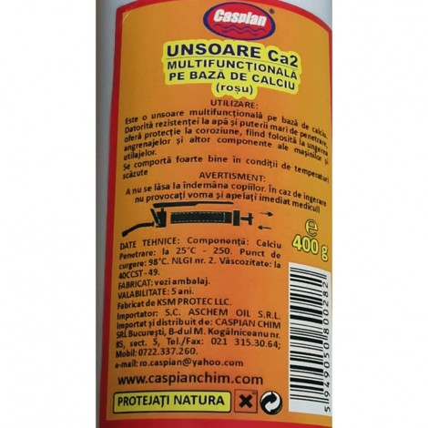 Vaselina auto tub - unsoare Caspian CA2 multifunctionala pe baza de calciu, 400g Vaselina auto tub - unsoare Caspian CA2 multifunctionala pe baza de calciu, 400g
