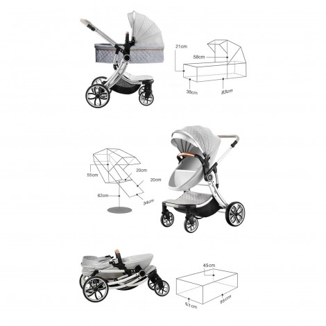 Carucior 2 in 1, L-Sun Egg Shape F1, landou, sport, pliere compacta, verde