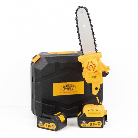 Drujba mini Vermark Starke, 24V lama 8cm, motor fara perii, rezervor ulei lant FARA ACUMULATORI RESIGILAT