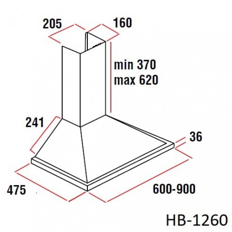 Hota incorporabila Hausberg HB-1260, 190W, 400 m3/h, 1 motor, 60 cm, filtru lavabil, Inox