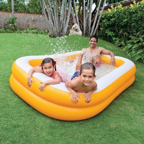 Piscina gonflabila dreptunghiulara, Mandarin INTEX, 229x152x48, 600L, portocaliu