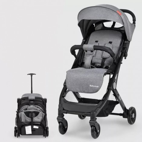 Carucior sport L-Sun C8, ideal calatorii, lift, scari, pliere cu o mana, maner tip troller, super compact si usor, cu pozitie de somn, 0-3ani, gri