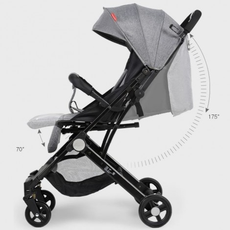 Carucior sport L-Sun C8, ideal calatorii, lift, scari, pliere cu o mana, maner tip troller, super compact si usor, cu pozitie de somn, 0-3ani, gri