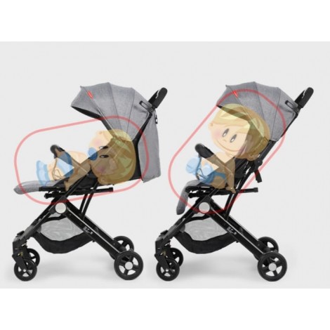 Carucior sport L-Sun C8, ideal calatorii, lift, scari, pliere cu o mana, maner tip troller, super compact si usor, cu pozitie de somn, 0-3ani, gri