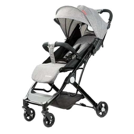 Carucior sport L-Sun C8, ideal calatorii, lift, scari, pliere cu o mana, maner tip troller, super compact si usor, cu pozitie de somn, 0-3ani, gri