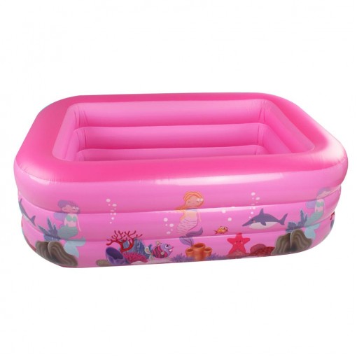 Piscina gonflabila dreptunghiulara, FANGDA, 3 inele, 130x92x50cm, roz