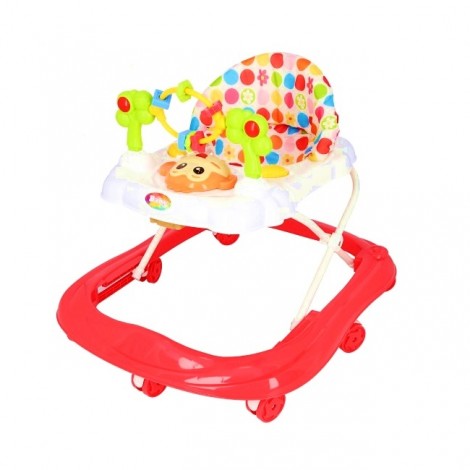 Premergator pliabil, muzical, reglabil in 3 trepte, roti din silicon, rosu