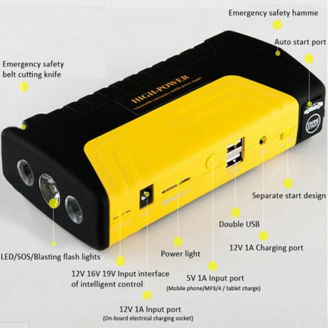 Redresor auto cu power bank, 50800mAH, functie de pornire auto/moto 600A, incarcator auto si USB