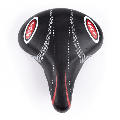 Sa bicicleta, culoare neagra cu imprimeu de culoare alb si rosu