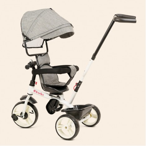 Tricicleta KUBI, 5 in 1, ghidon reglabil, scaun reglabil rotativ 360 grade, gri