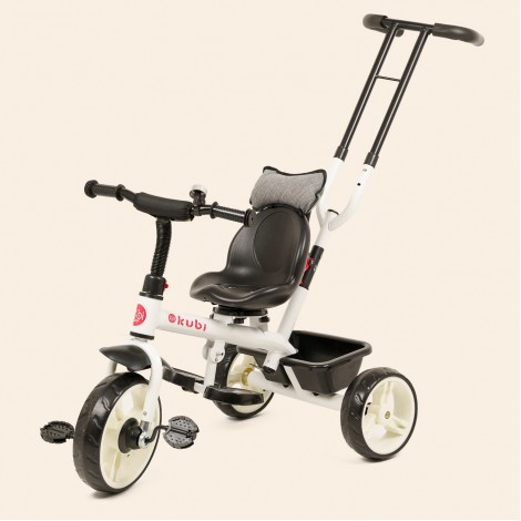 Tricicleta KUBI, 5 in 1, ghidon reglabil, scaun reglabil rotativ 360 grade, gri